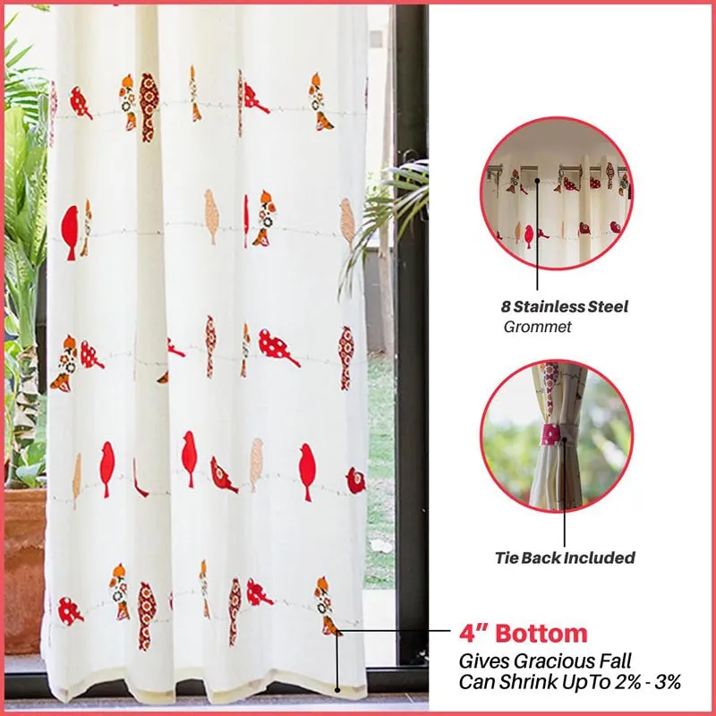 Urban Space Pakshi Curtain (Pink) - Set Of Two media 4