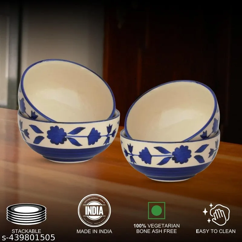 Niblet Ceramic Snack Bowls (Blue, 180 mL Each) - Set Of Four media 6