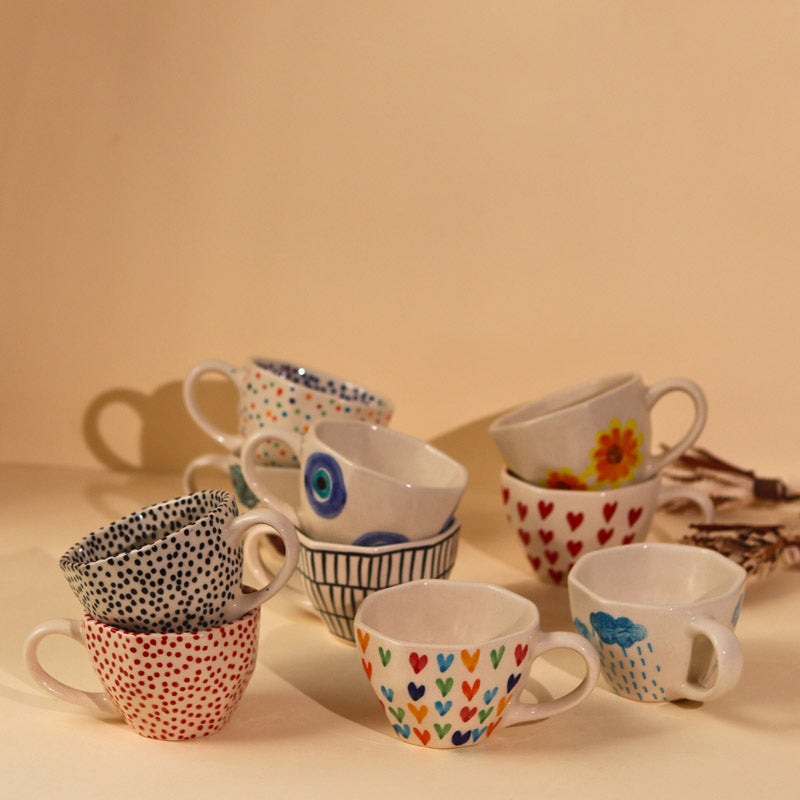 Quera Ceramic Tea Cup (250 mL Each) - Set of Ten - 250 ML