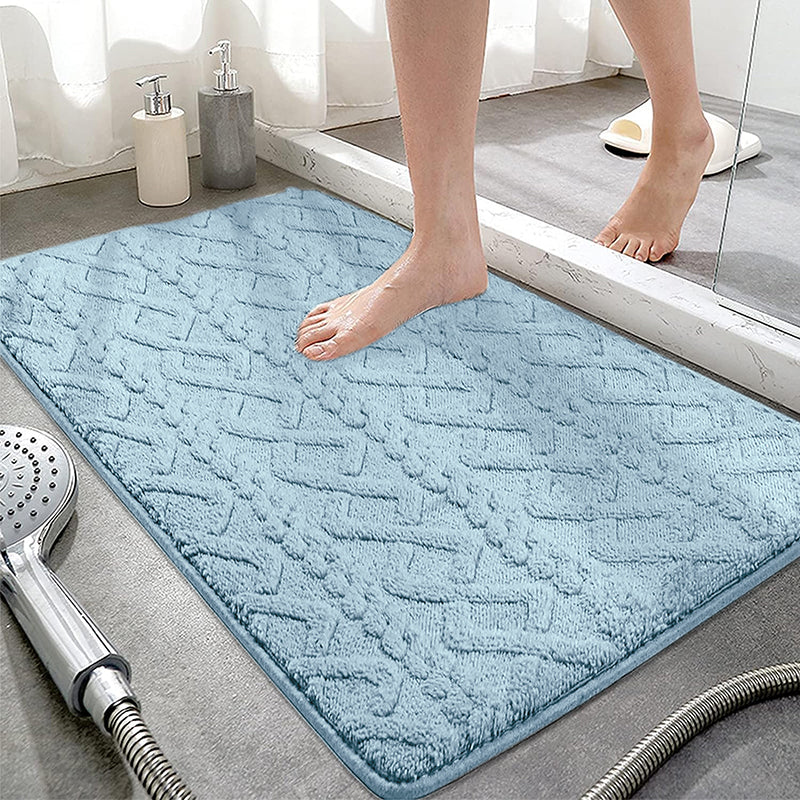 Interlocked Steps Microfiber Bath Mat - Blue media 5