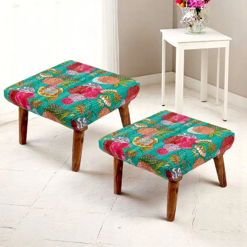 Kexon Sheesham Wooden Stools (Multicolor) - Set Of Two media 1