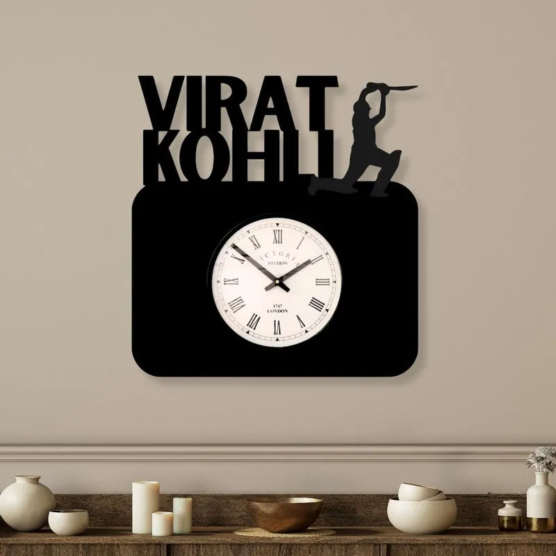 Virat Kohli Steel Analog Wall Clock - Black media 1