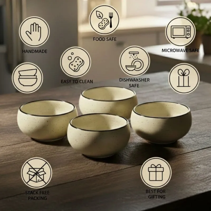 Culine Ceramic Snack Bowls (White, 150 mL Each) - Set Of Four media 5