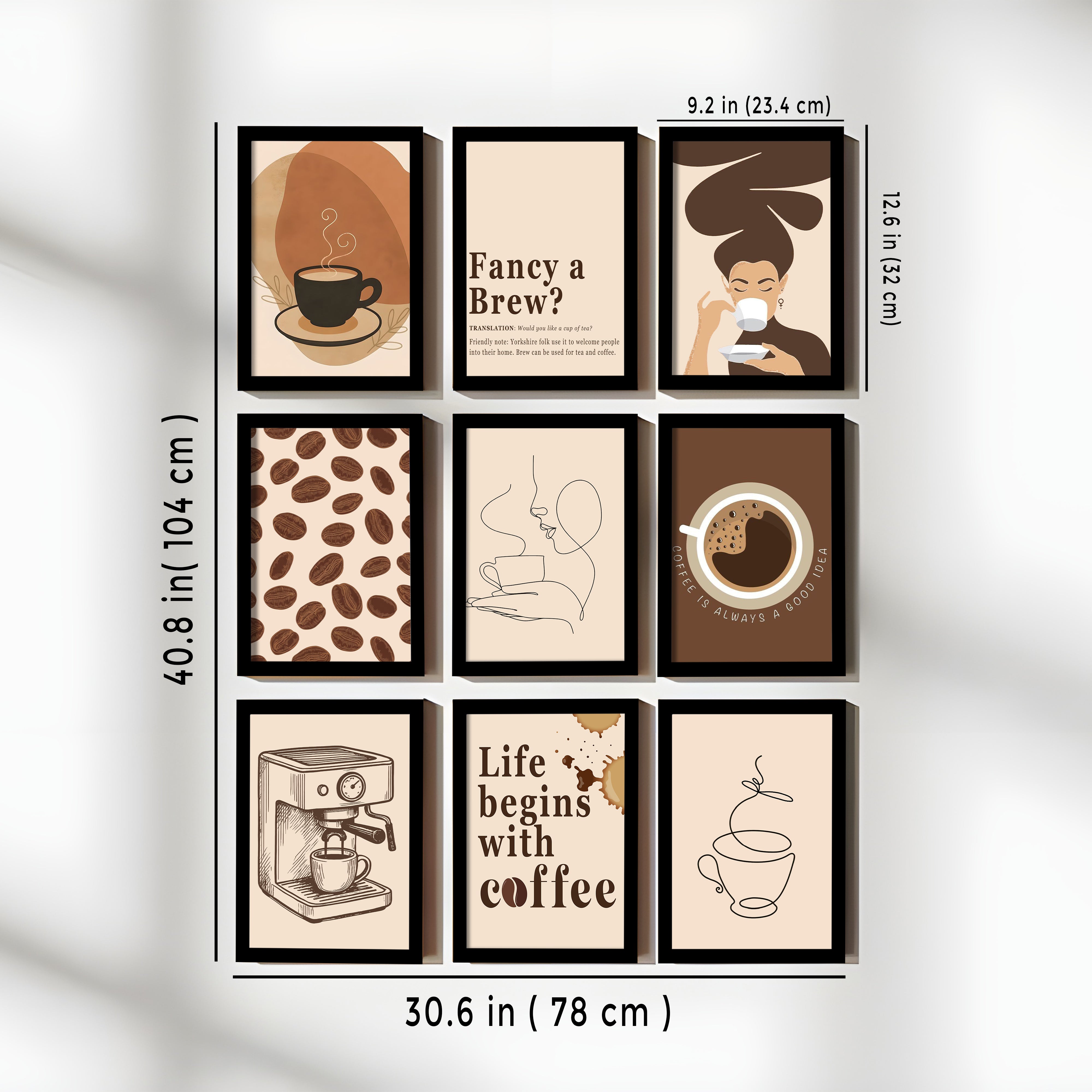 Roastia Cafe Style Coffee Wall Art Set With Frame - Set Of Nine media 3
