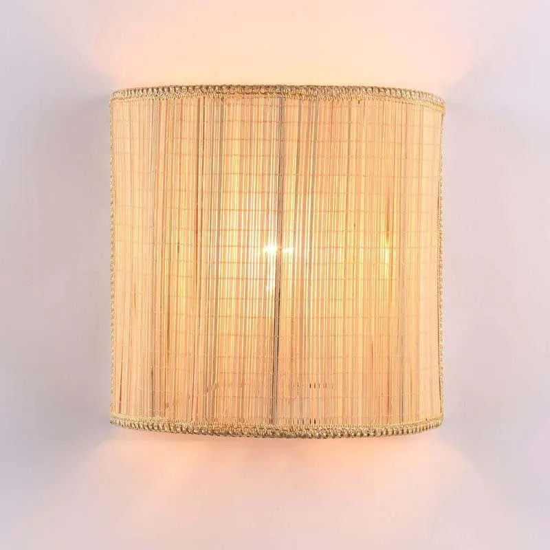 Cylindrical Floating Bamboo Wall Lamp - Beige media 4