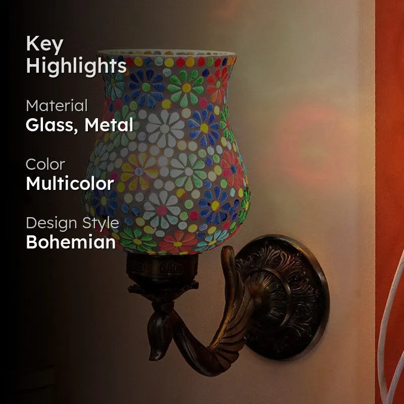 Ervo Retro Mosaic Glass & Metal Wall Lamp media 2