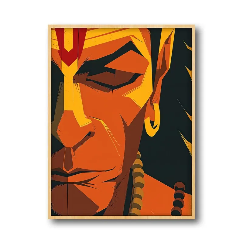 Powerful Bajrangbali I Archival Paper Wall Art - Natural Brown Frame media 5