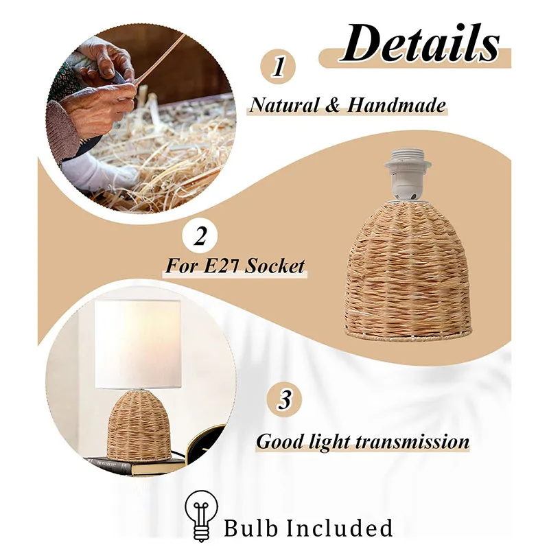 Palladian Curve Raffia Fabric Table Lamp - White,Brown media 4