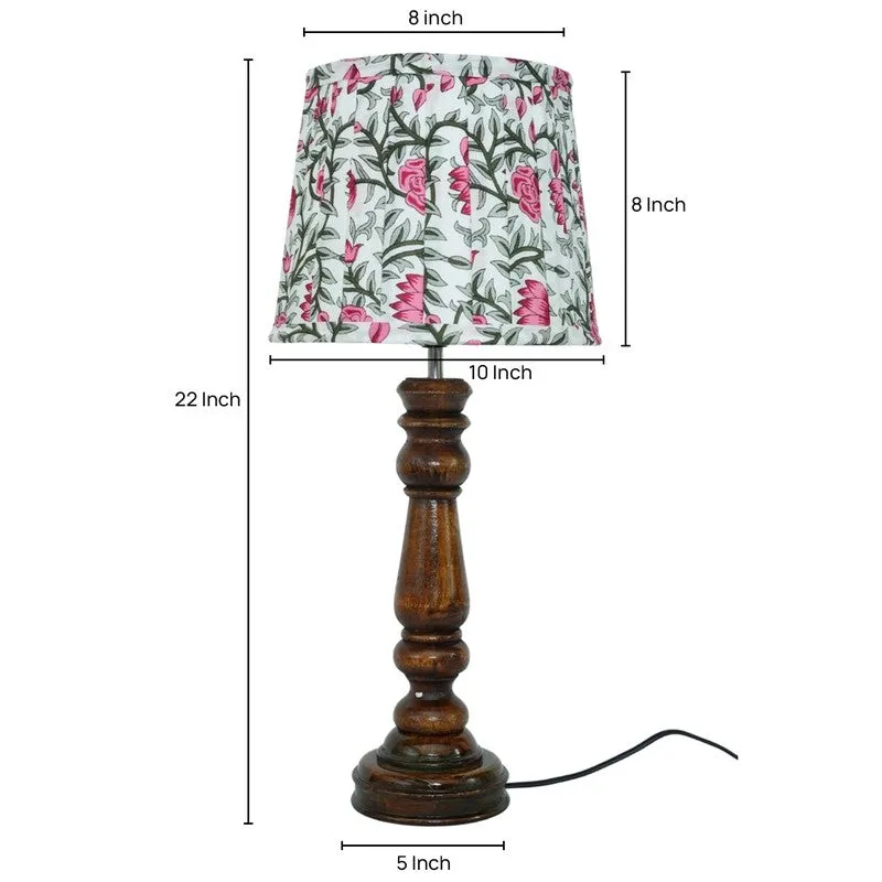 Royal Chintz Wooden Base Cotton Table Lamp - Multicolor media 5