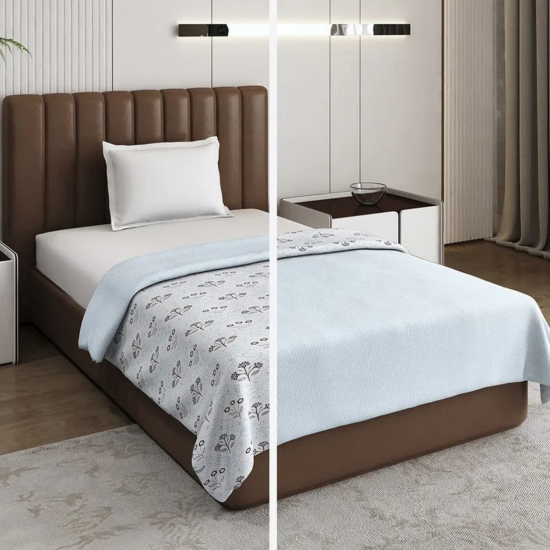 Monte Carlo Petaluxe Floral Polycotton Reversible Dohar (Light Blue) - 150 GSM media 3