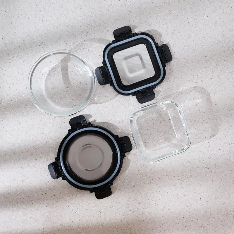 Tasteo Black Glass Lunch Box (320 ML/400 ML) - Set Of Four media 6