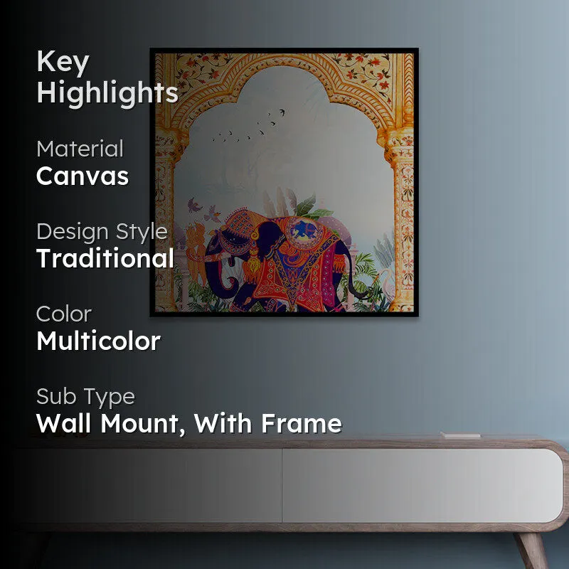 Haathi Arc Wall Art Canvas With Frame media 2
