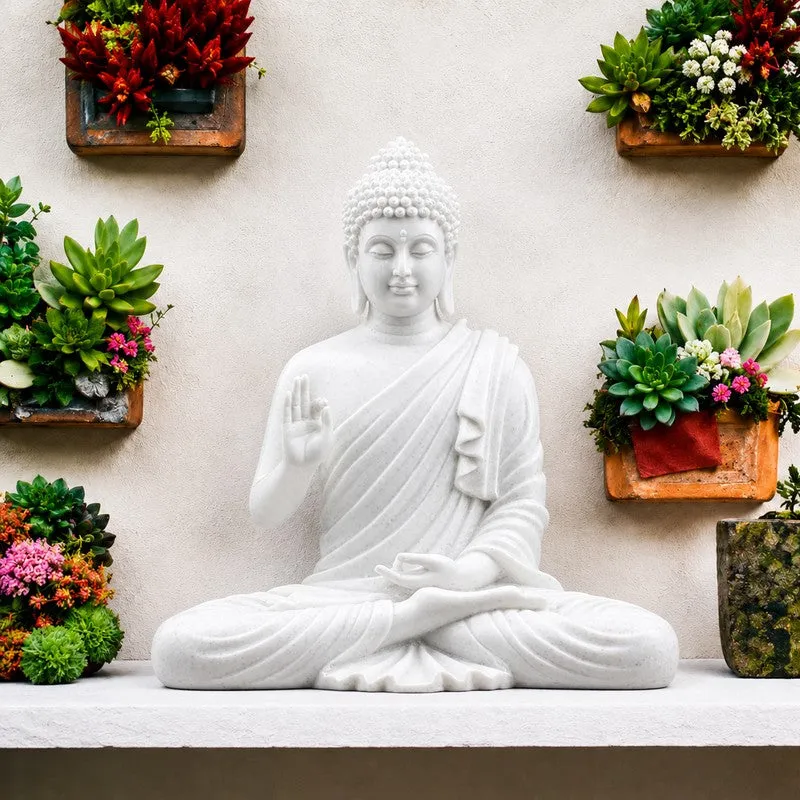 ZenRoot Meditating Buddha Marble Idol - White media 1