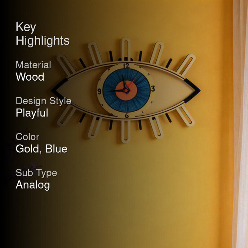 Eye Glare Wooden Wall Clock media 2