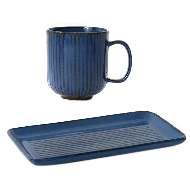 Cristie Ribbed Mug And Tray Set (Cobalt) - Set Of Two media 6