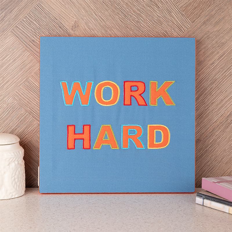 Work Hard Motivational MDF & Fabric Wall Accent