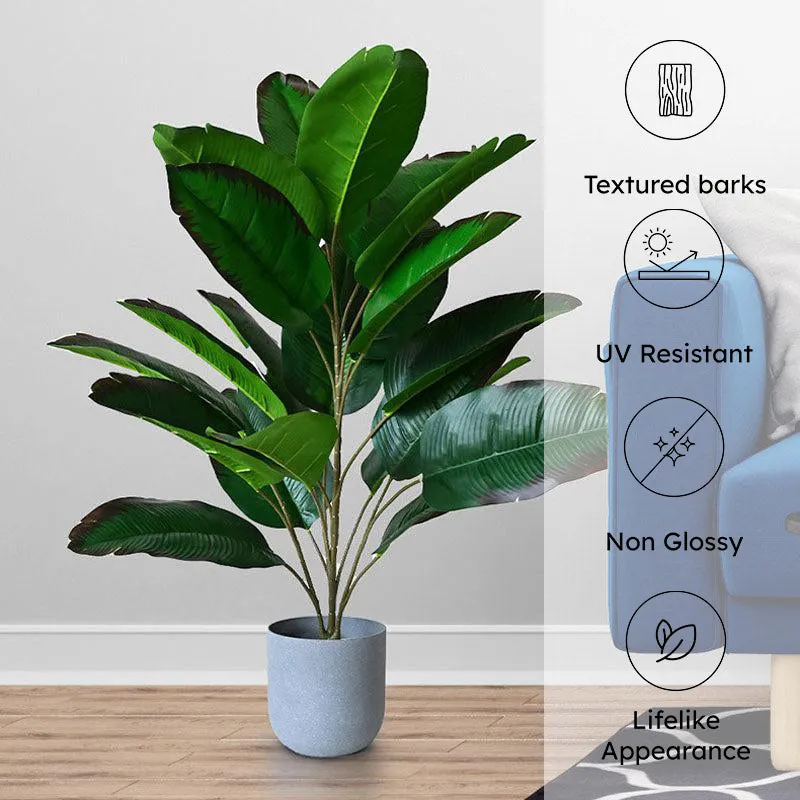 Faux Artificial Banana Leaf Plant With Black Plastic Pot - 79 cm (2.6 ft) media 5