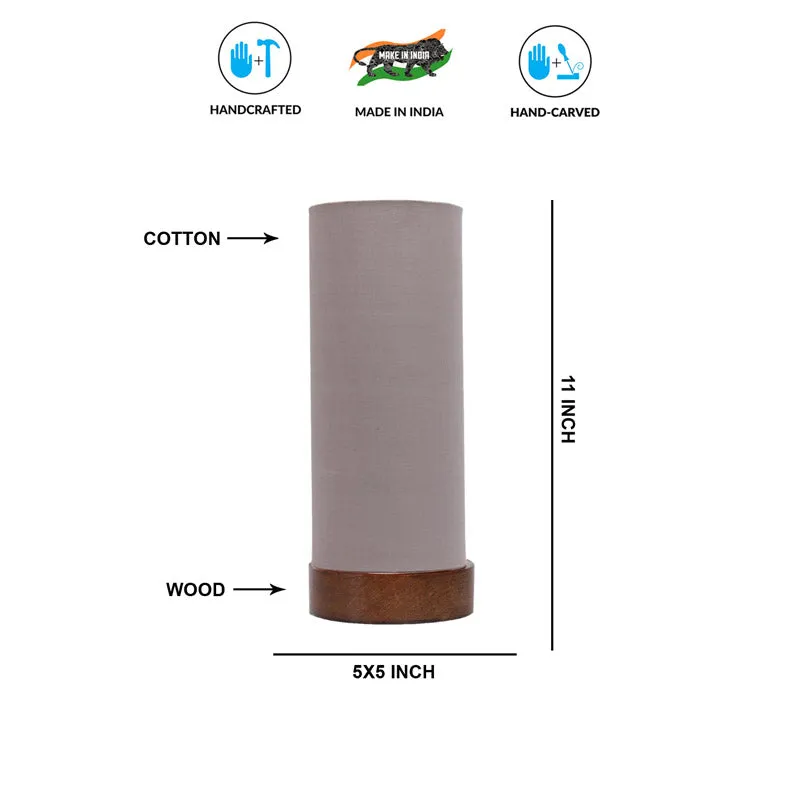 Jaala Tower Wooden Table Lamp - Grey,Brown media 6
