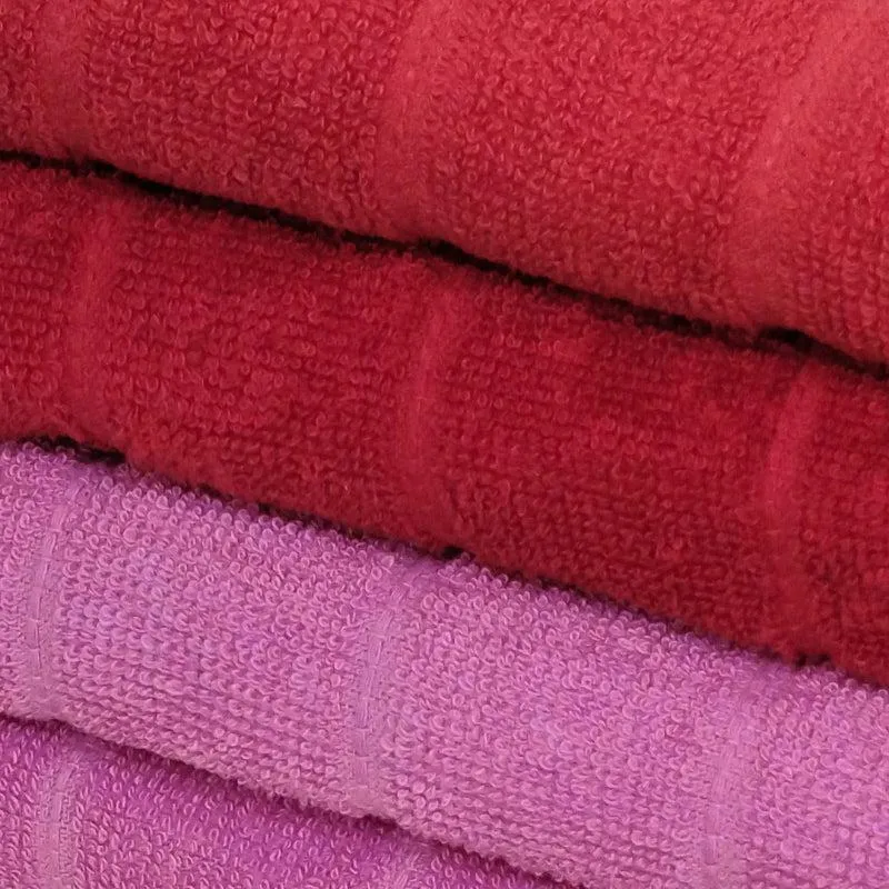 Sarda Bath Towel (Red & Puple) - Set Of Two media 3