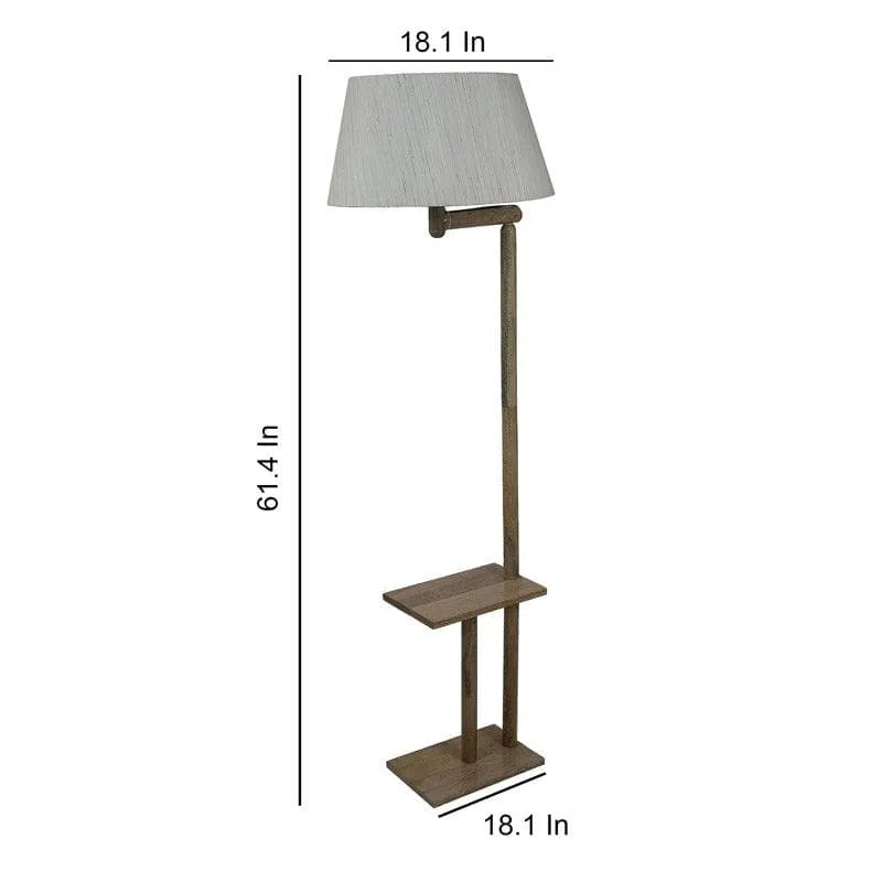 Eartha Enya Wooden Floor Lamp With Shelf - Grey & Brown media 5