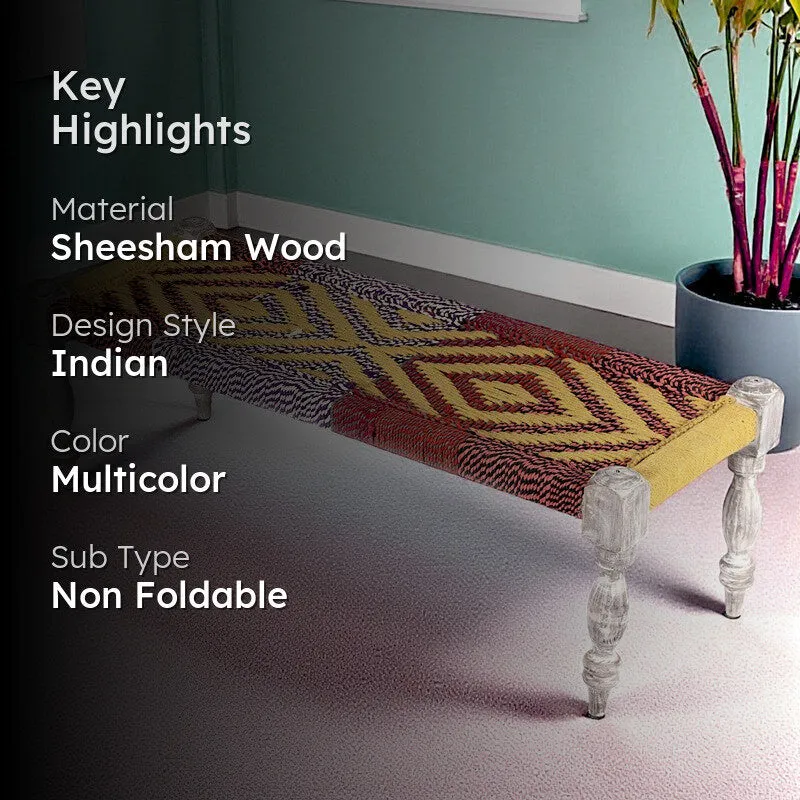 Cavon Sheesham Wooden Bench - Multicolor media 2