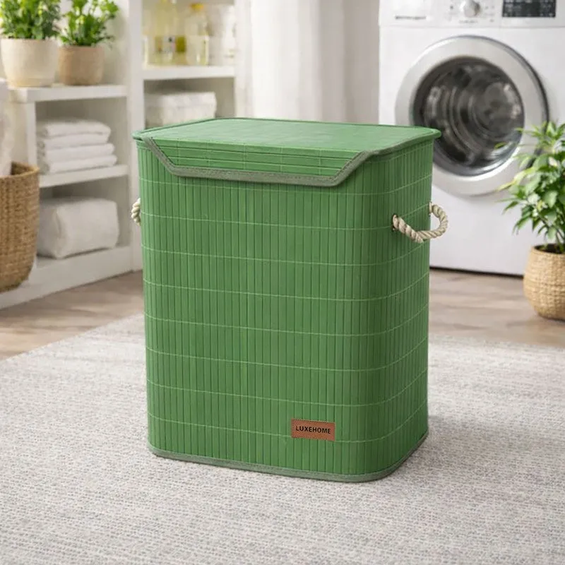 Strap Bamboo Laundry Basket - Green media 6