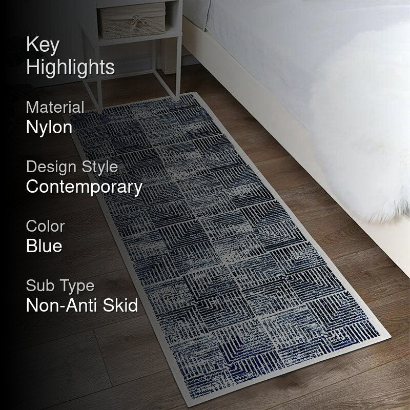 Merca Non-Anti Skid Nylon Runner Rug - Blue media 2