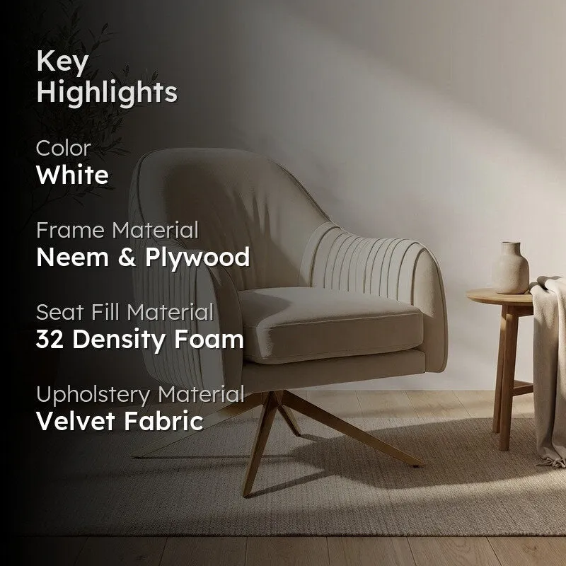 Vyntra Neem Wood Accent Chair - White media 2