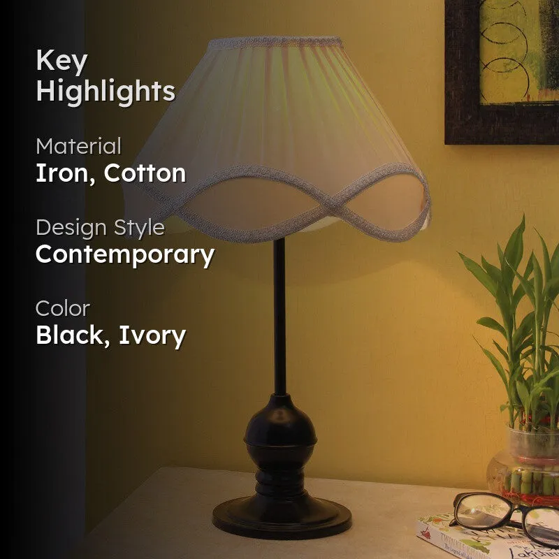 Flamestrae Cotton Table Lamp With Iron Base - Ivory media 2