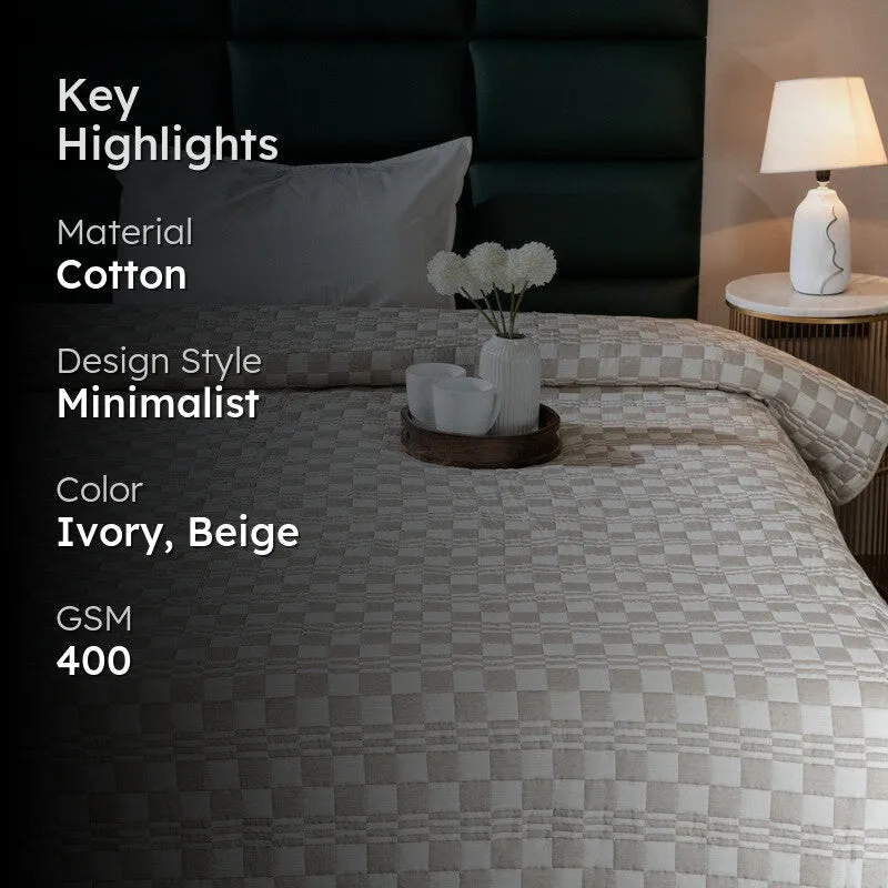 Ivory (Beige Checks Comforter) - Two Piece Set media 2