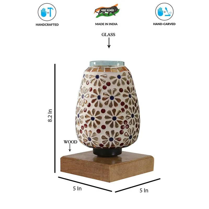 Mirano Glass Table Lamp With Wooden Base - Multicolor media 9