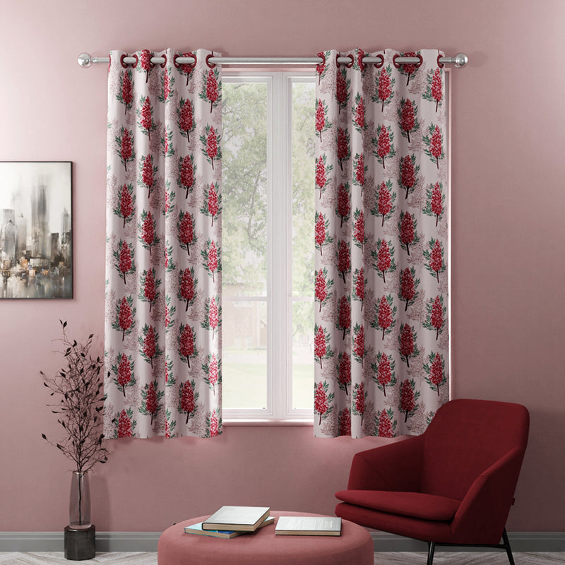 Rosamund Floral Artificial Silk Curtain - Set Of Two