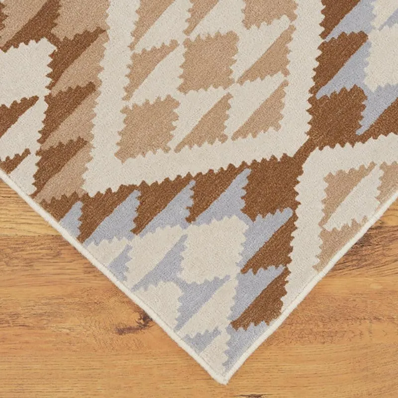 Belladonna Hand Tufted Geometric Wool & Nylon Carpet - Brown & Blue media 5