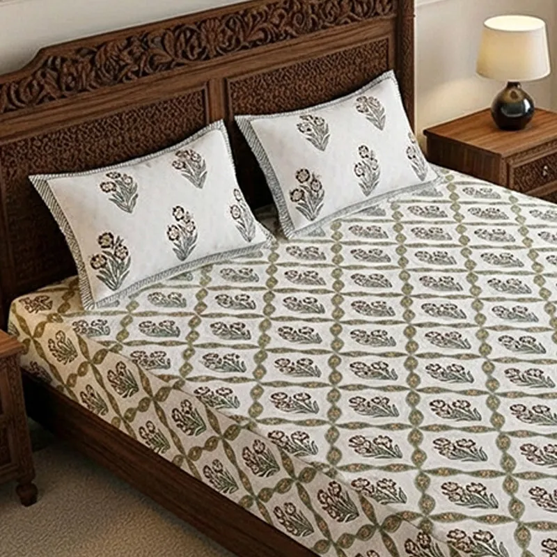 Malati Cotton Bedsheet (Taupe Grey, Brown) - 180 TC media 3