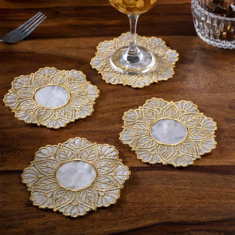 Embroidered Golden Flow Foster Doily - Set Of Four media 3