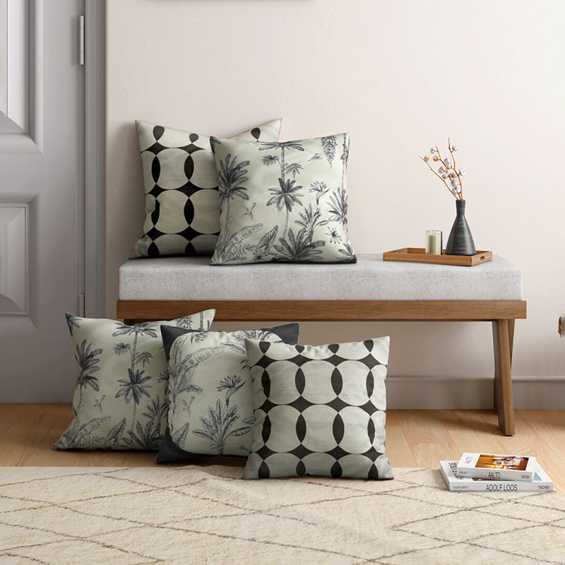 India Twilight Wilds Printed Cotton Cushion Cover - Set Of Five