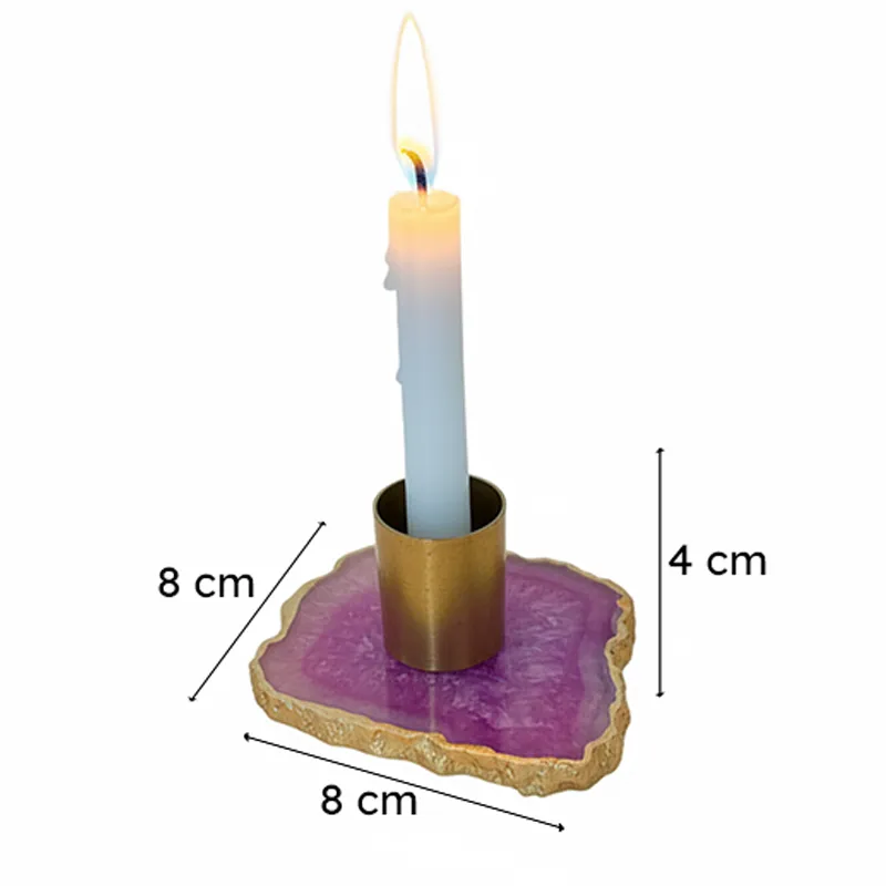 Niema Handcrafted Agate Candle Holder - Pink media 6