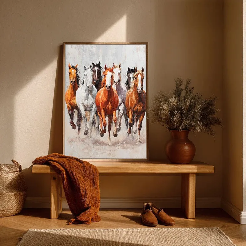 Storm of Hooves Horse Wall Painting With Brown Frame media 6
