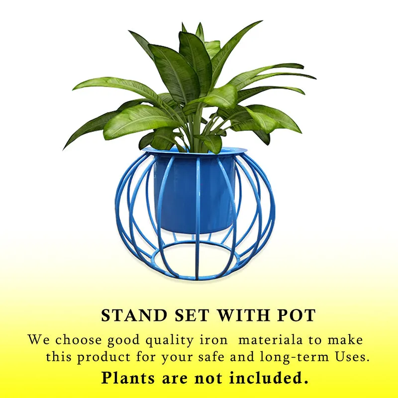 Steela Round Planter (Blue) - Set Of Two media 4