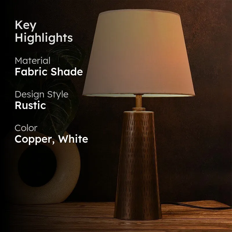 Cassius Etched Copper Fabric Table Lamp - Copper,White media 2
