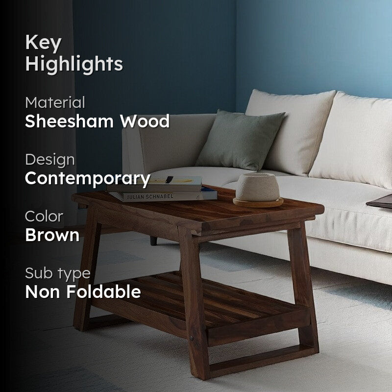 Axeron Sheesham Wooden Center Table - Brown media 2