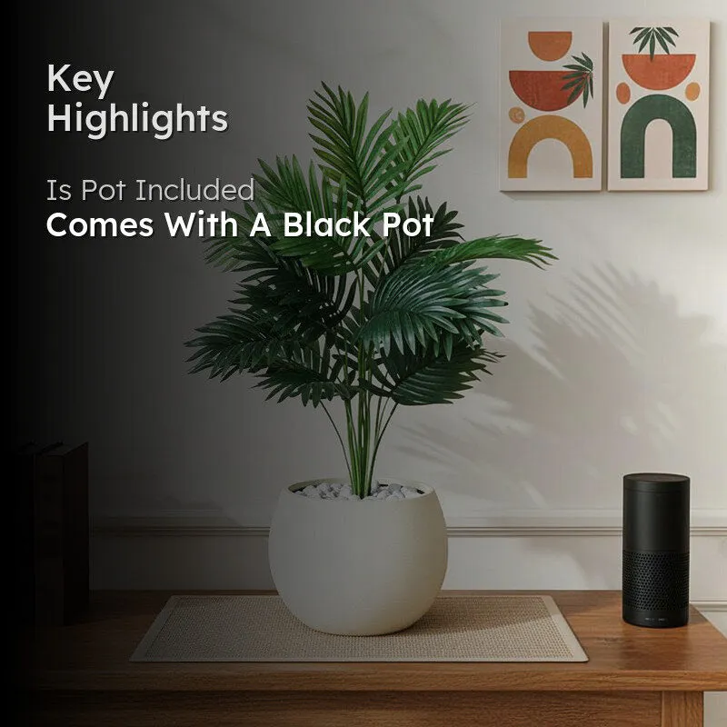 Faux Everlasting Areca Palm Plant With Black Plastic Pot - 82 cm (2.7 ft) media 2