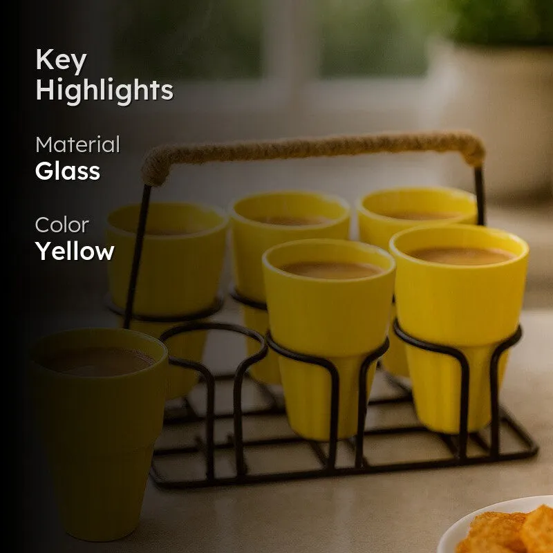 Terra Vibe Kulhad (120 mL,Yellow) - Seven Piece Set media 2