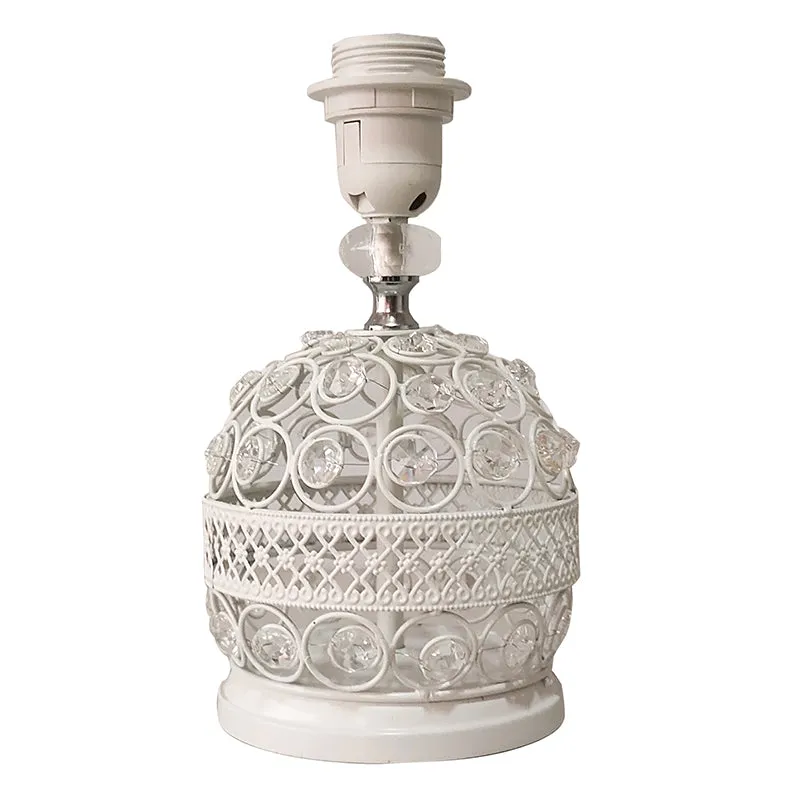 Filigree Metal Fabric Table Lamp - White media 3