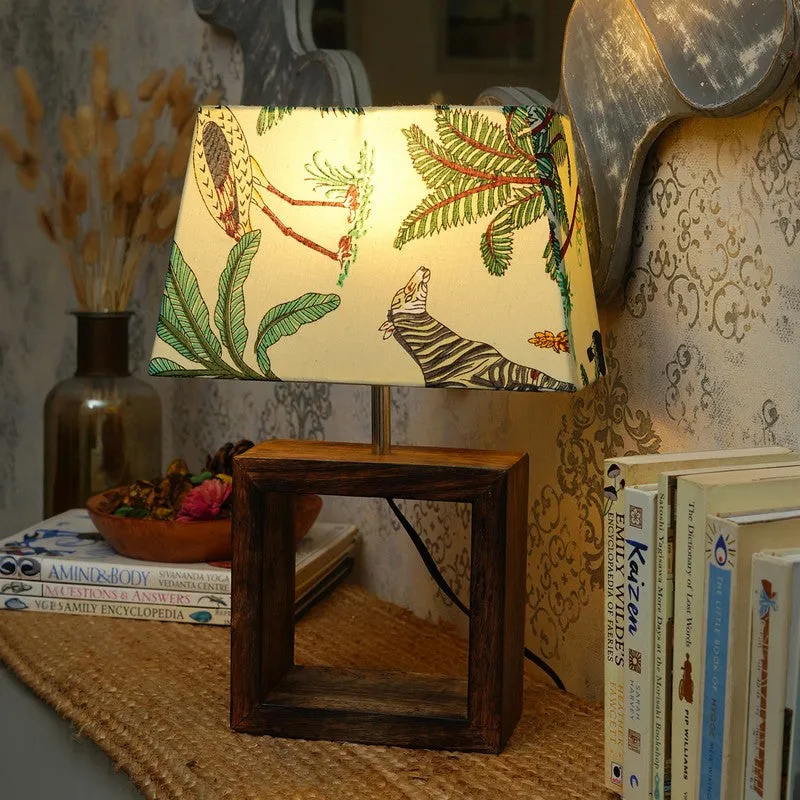 Wild Bloom Cotton Table Lamp With Wooden Base media 1