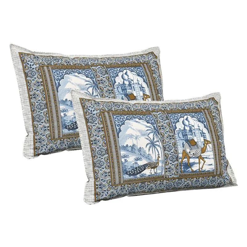 Niran Royal Courtyard Cotton Bedsheet (Blue) - 180 TC media 6
