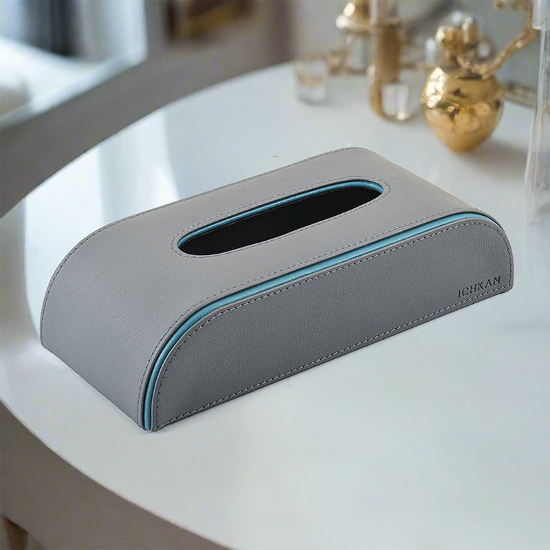 Tisca Curve Faux Leather Tissue Box - Grey