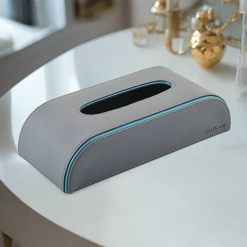 Tisca Curve Faux Leather Tissue Box - Grey media 1