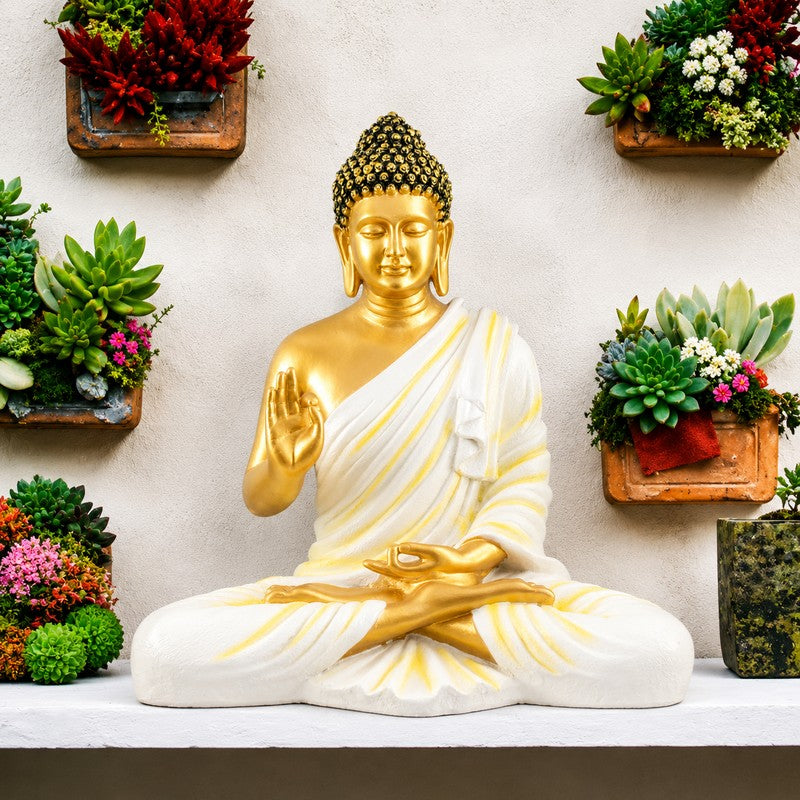 Dhyaan Bliss Buddha Marble Idol - White