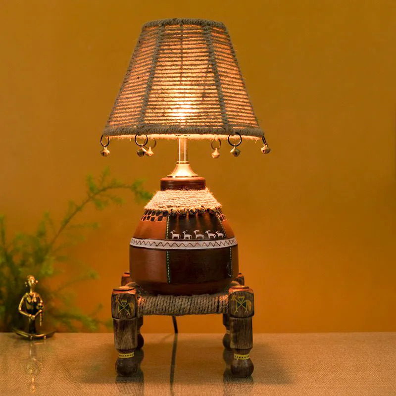 Giva Terracotta Table Lamp With Manji - Multicolor media 1